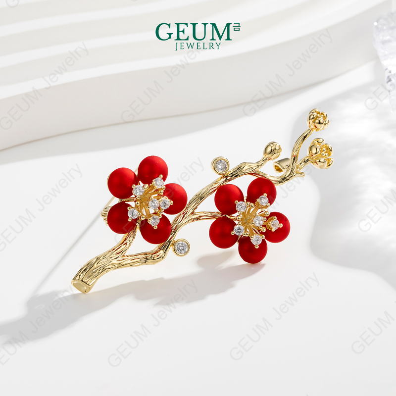 GEUM Bros Korea Premium Motif Bunga Plum Mewah Elegan Kebaya Hijab Jilbab Jas - GE01B032