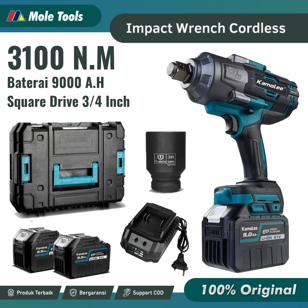 Kamolee Impact Jumbo 3100N.m Kamolee | Kunci Roda Jumbo Brushless Baterai | Impact Wrench Jumbo 3100