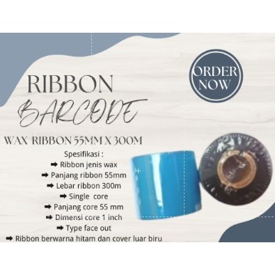 Ribbon Barcode Wax / Sticker Ribbon Wax / Wax Ribbon Barcode 55mm x 300m Face Out