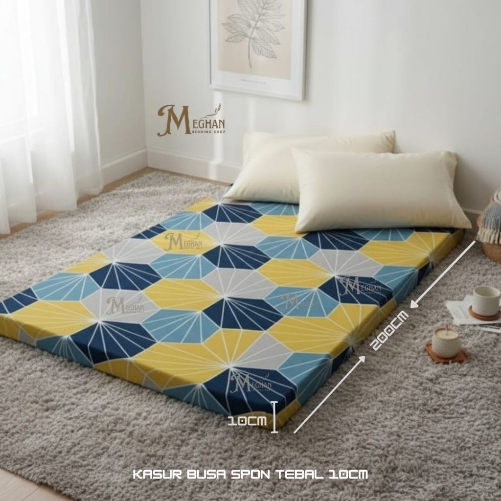 Kasur Busa 10cm - Bahan Full Busa Spon Berkualitas - Nyaman Empuk Tidak Mudah Kempes - Cover Kain Ka