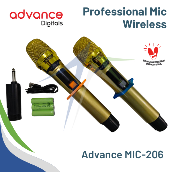 ADVANCE Microphone Wireless UHF PRO Charge USB dan Receiver Paket Lengkap 2 Mic Siap Pakai