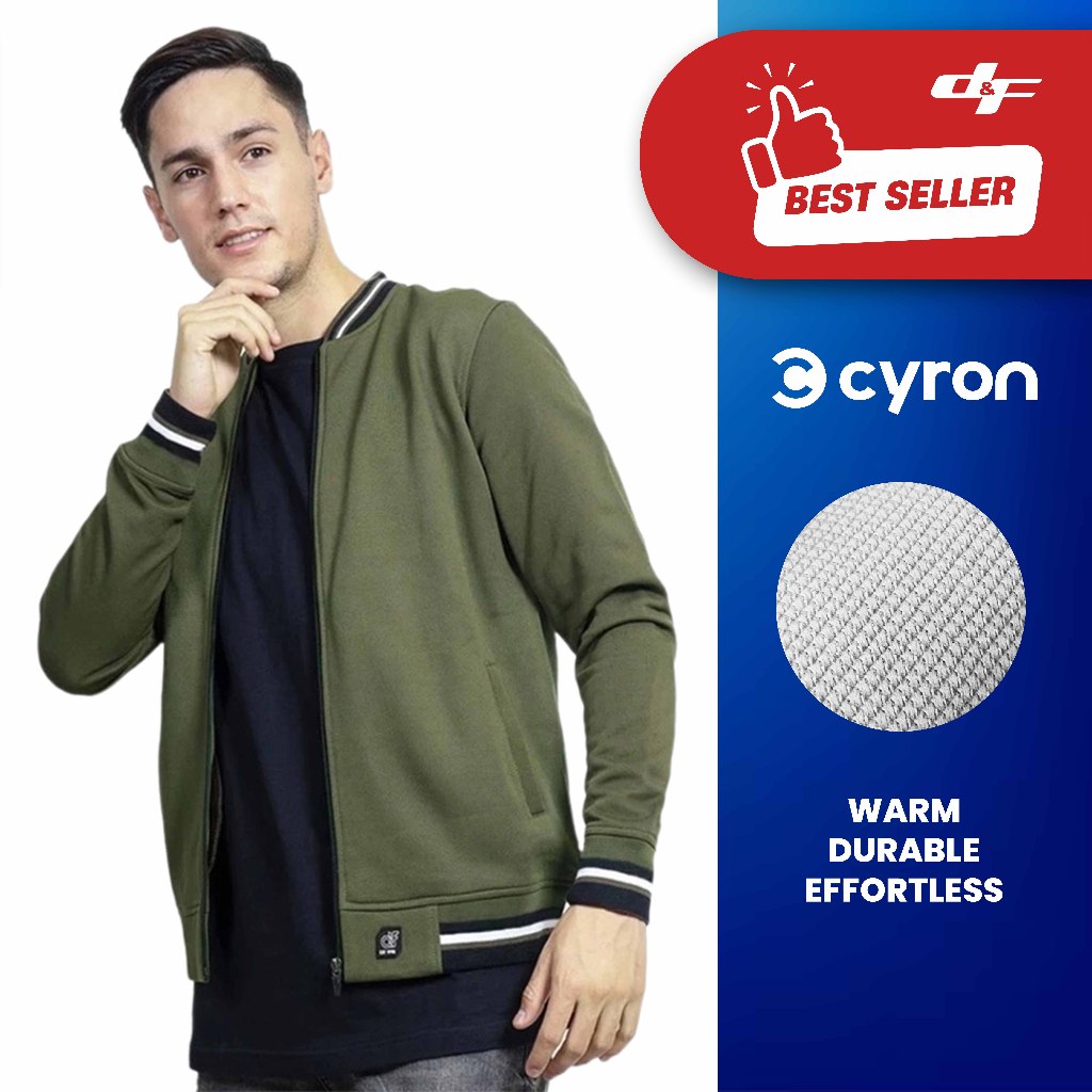 d&f CVC Jaket Bomber Pria - Olive