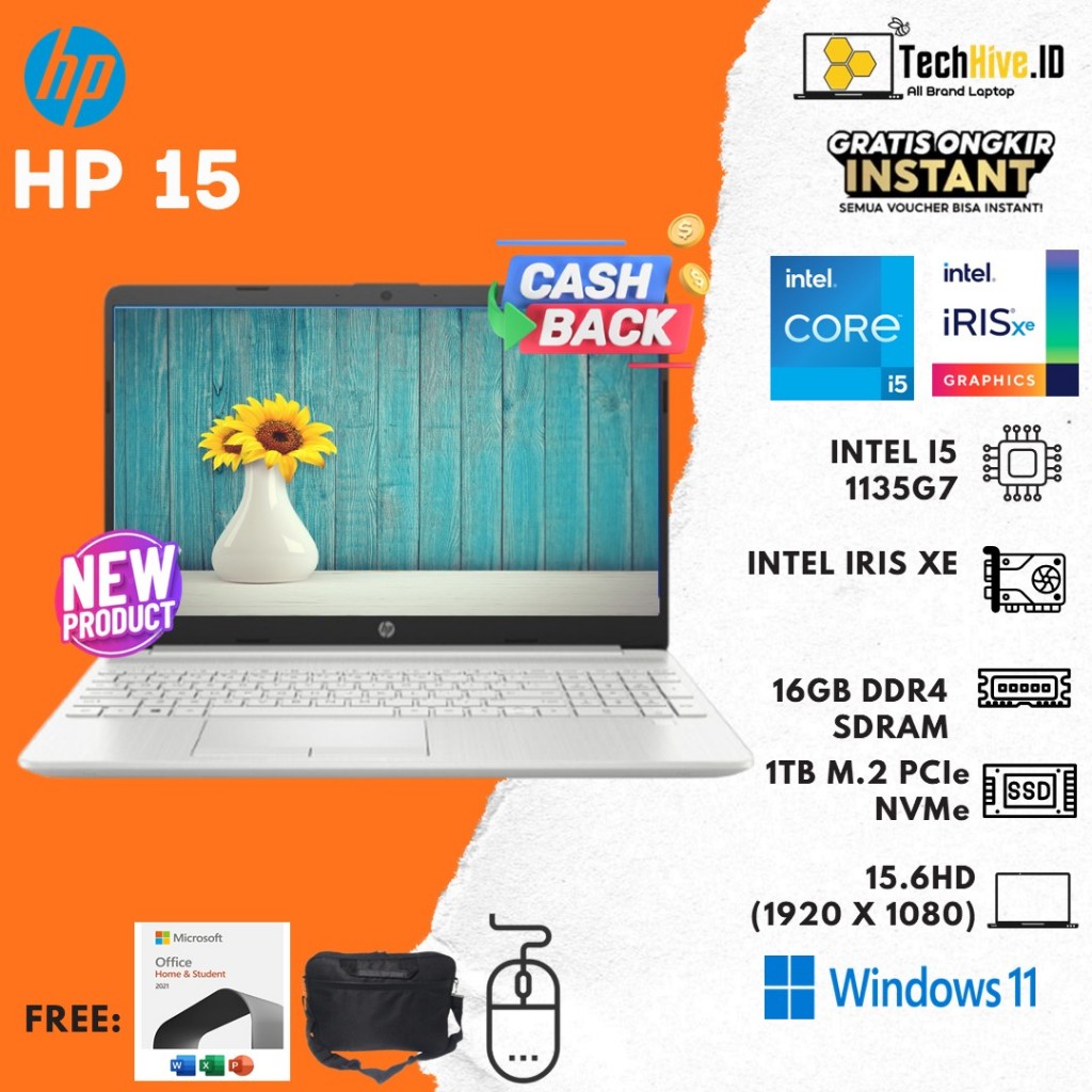 Laptop HP 15 I5 1135G7 16GB 1TB SSD W11 15.6