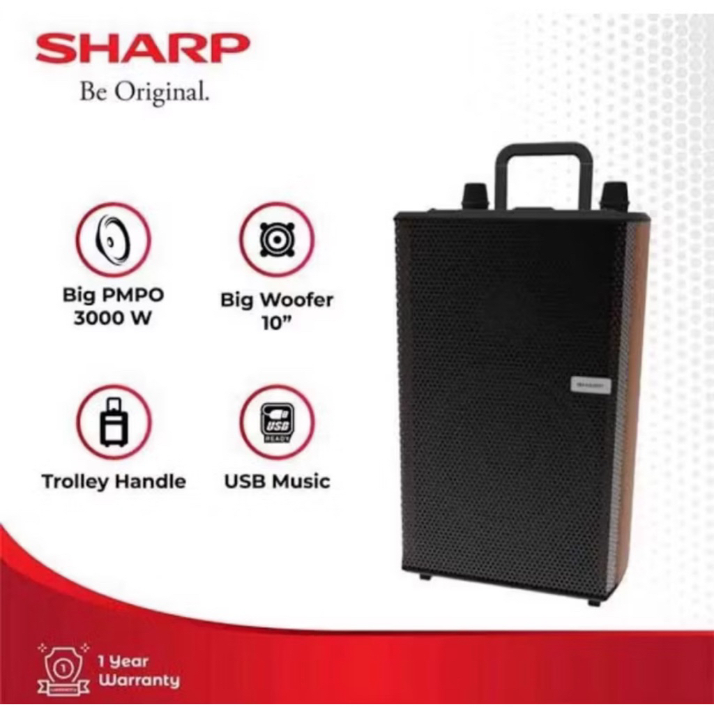 SHARP SPEAKER AKTIVE TROLLEY CBOX-TR10MBO FREE 2 MIC WIRELESS - SPEAKER TROLLEY SHARP CBOX 10 MBO - 
