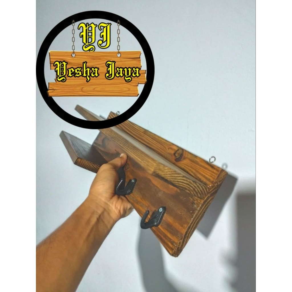 rak gantungan baju aesthetic bahan kayu jati Belanda romance halus