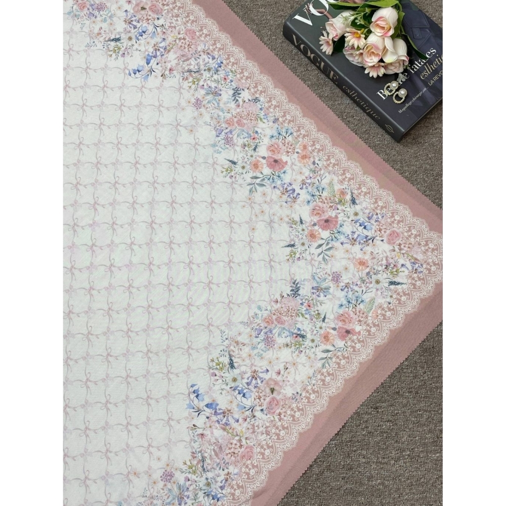 Hijab Motif Bunga Segi Empat Voal Lasercut Free Hijab