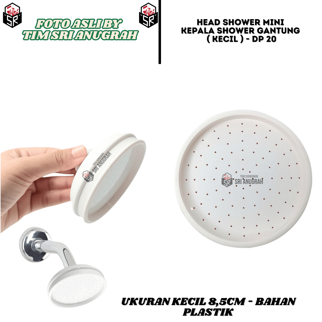 Head Shower Gantung Plastik Putih Mini Kecil 8,5 CM
