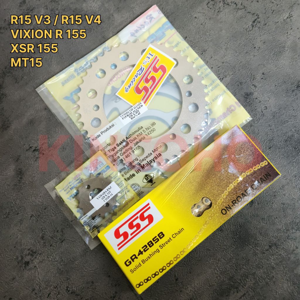 Gear Set SSS 428 ORIGINAL R15 V3 / R15 V4 / VIXION R 155 / MT15 / XSR 155 rantai sss 428 SB