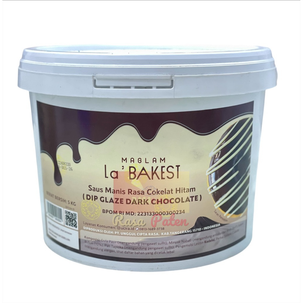GLAZE DARK COKLAT 5 kg Maglam La'Bakest Halal BPOM RI Selai Premium Makanan Kue