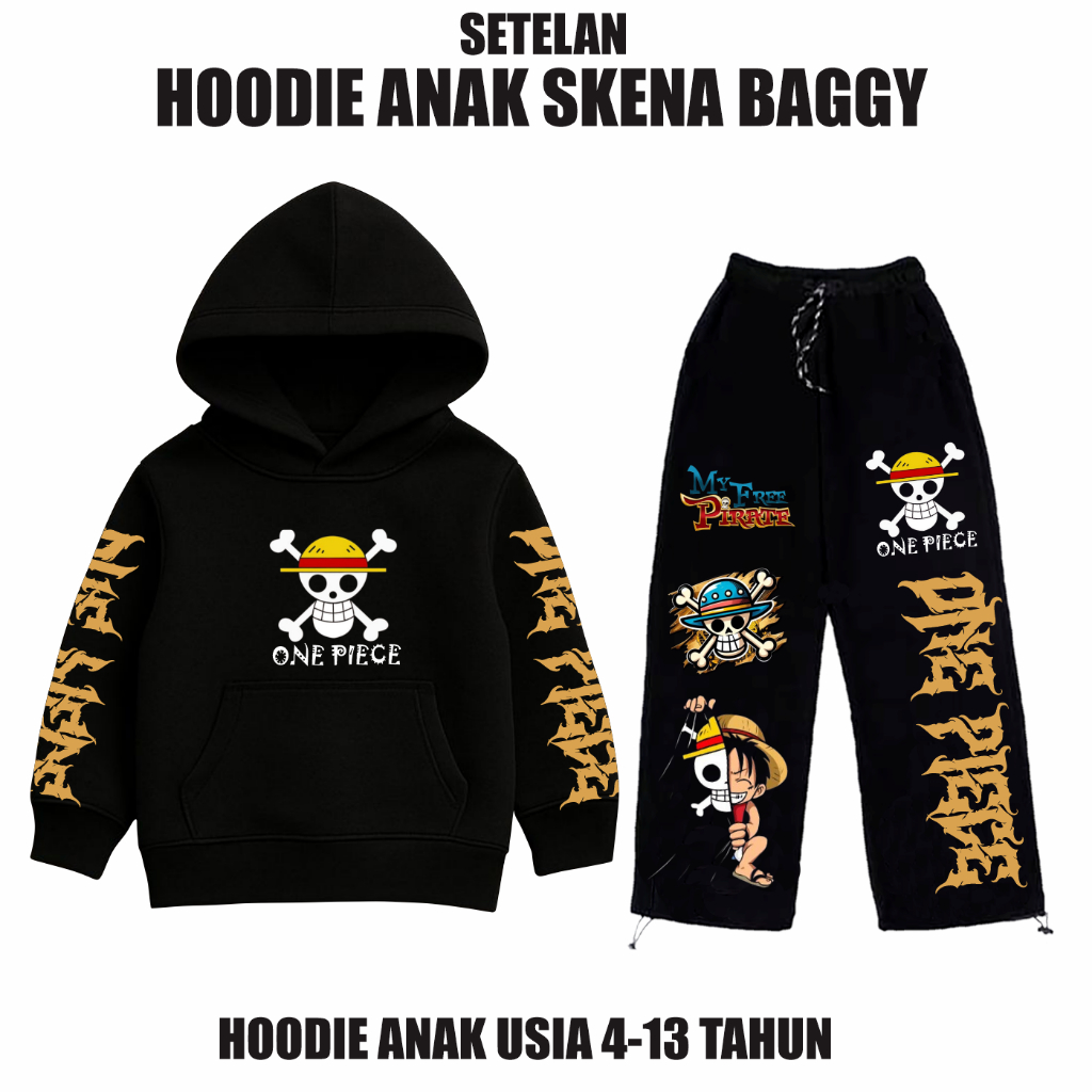 Setelan Anak Hoodie Skena Baggy Sweter Usia 4-13 Tahun Material Nyaman Desain Hoodie Skena Baggy