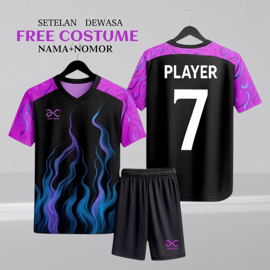 GRATIS SABLON Jersey Futsal Costume Setelan Dewasa Pria Wanita Baju Bola Printing