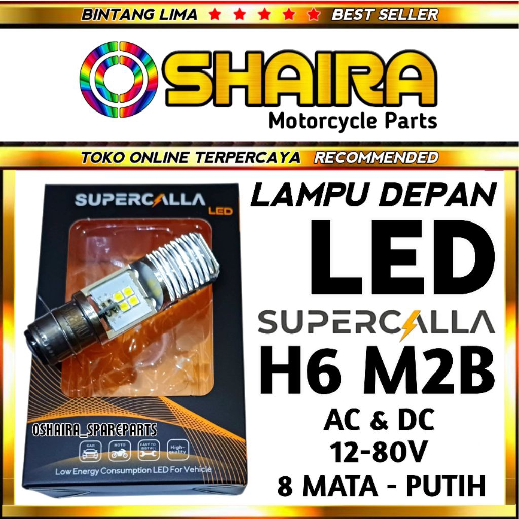 LAMPU LED DEPAN MOTOR H6 M2B / 12-80V / 8+8 WATT / UNIVERSAL BEBEK & MATIC / LAMPU LED DEPAN MOTOR B