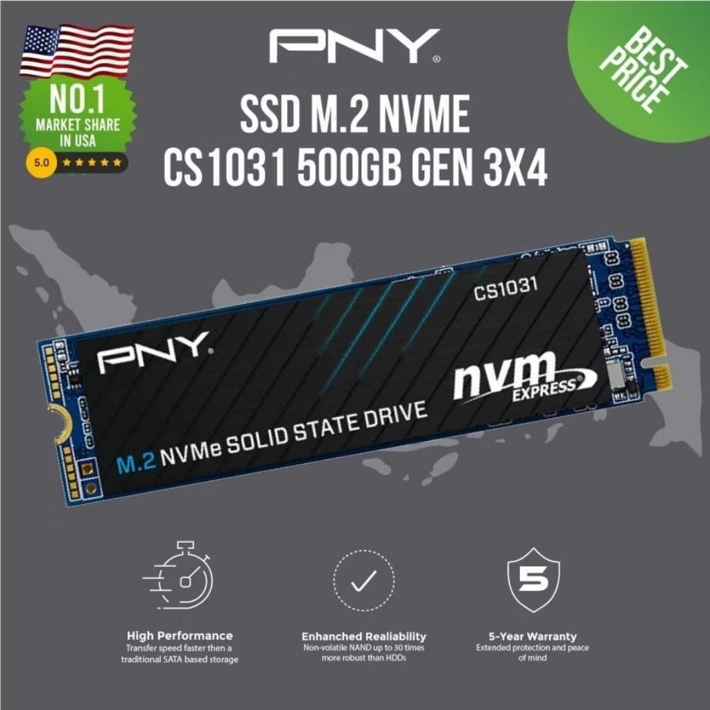 SSD PNY CS1031 M.2 NVME 500GB - Gen3x4