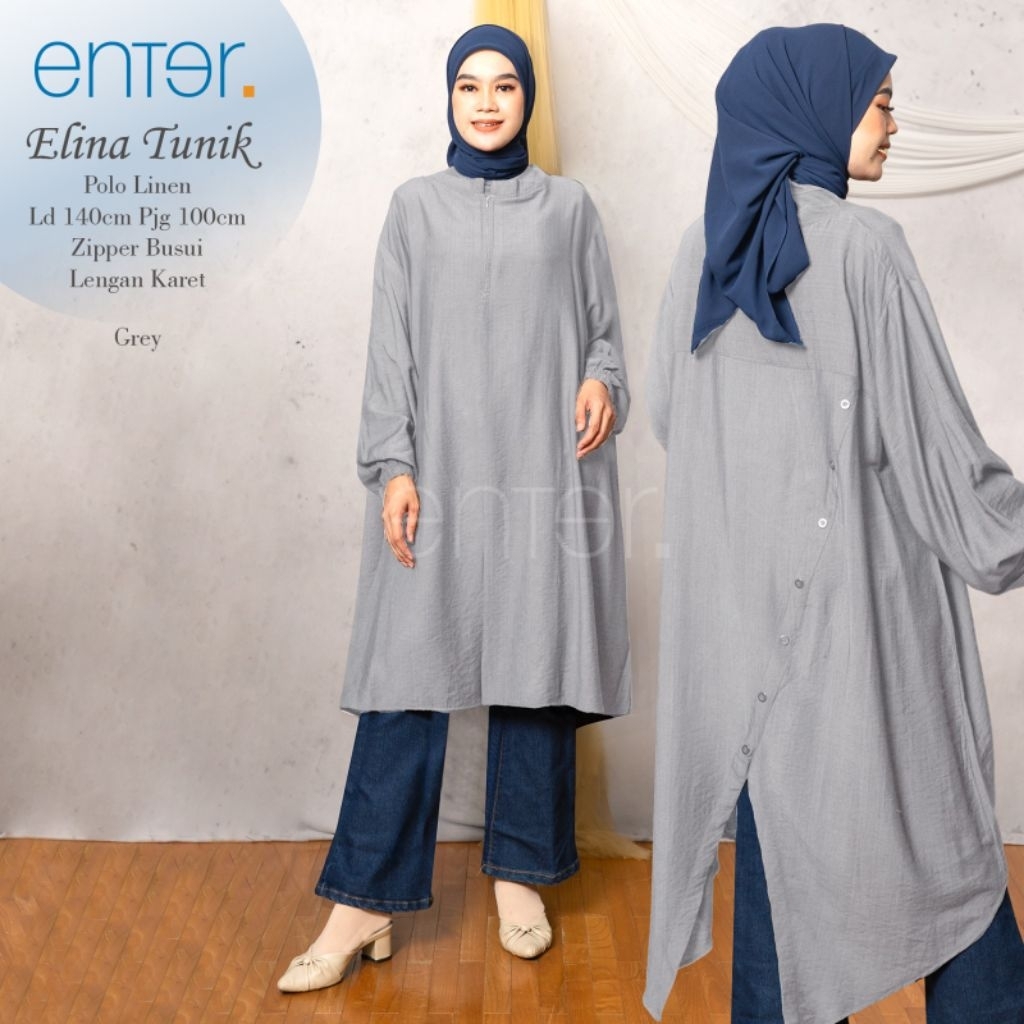 ELINA TUNIK JUMBO LD 140 4XL XXXXL BAHAN POLOLINEN BY ENTER