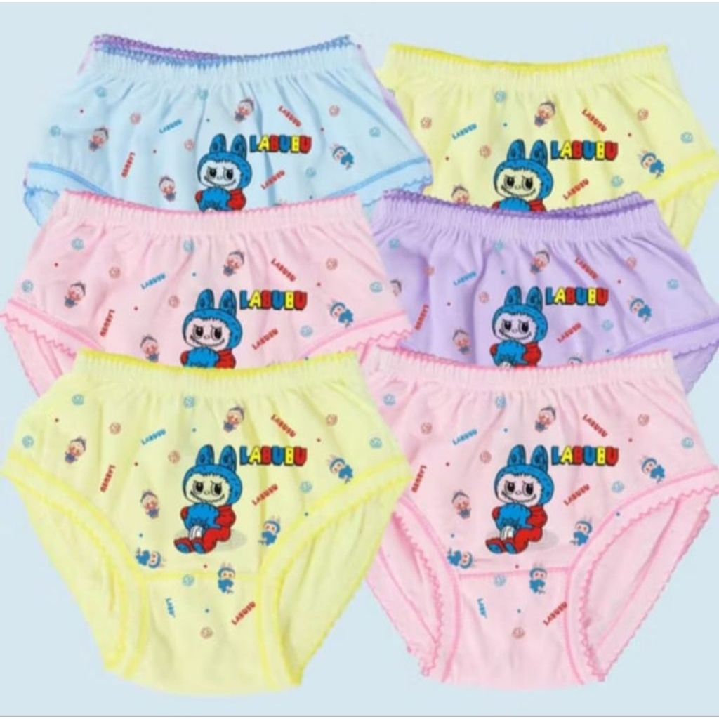 DISKON 12 pcs Celana Dalam Anak Perempuan Motif Labubu Usia 2-9 Tahun katun lembut/cd balita cewek
