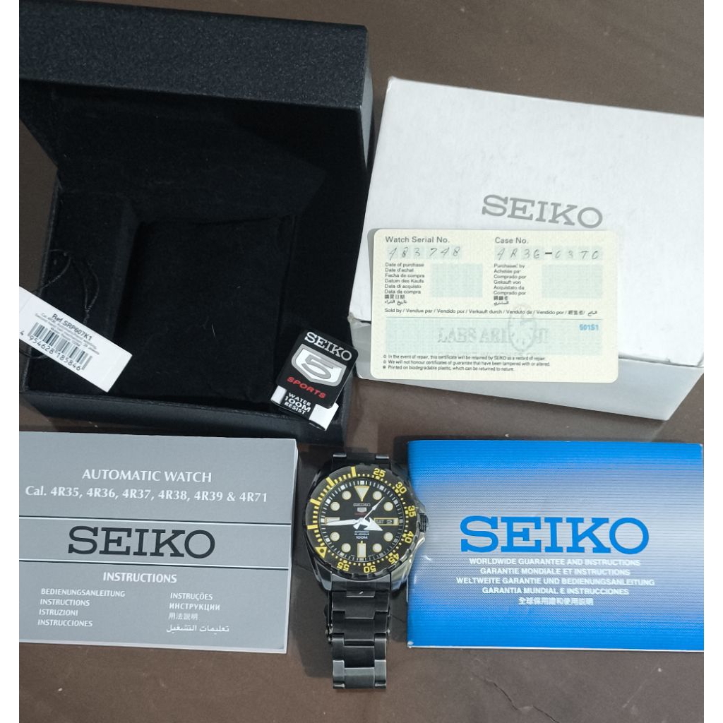 (Harga Net) Jam Tangan Seiko 5 Sports SRP607K1 All Original Fullset Mesin 4R36 Akurasi Bagus Power R