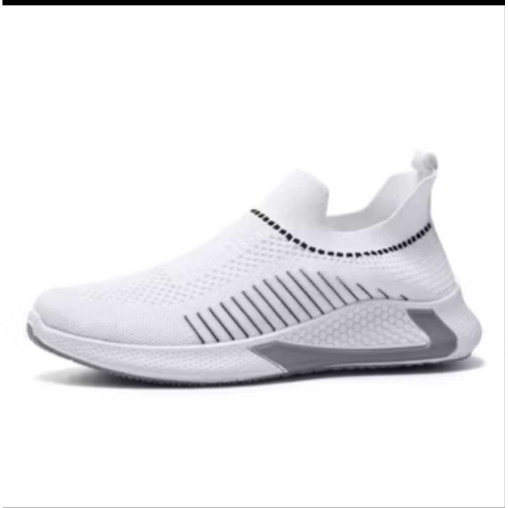 Toseyog 023 sepatu slip on rajut 023 pria/wanita putih (Size 39 only)