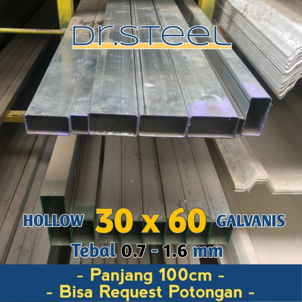 Besi Hollow 30x60 mm (3 x 6cm) Galvanis Hollo Holo Holow