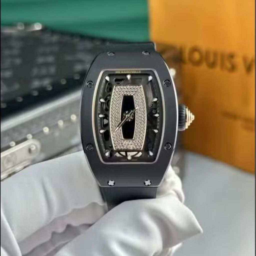 JAM TANGAN PEREMPUAN/JAM TANGAN RM07-01 CERAMIC BLACK JAM TANGAN WANITA AUTOMATIC