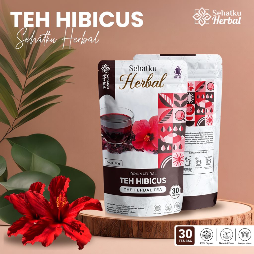 Sehatku Herbal Teh Hibiscus (Kembang Sepatu) | Hibiscus Rosa-Sinensis Herbal Tea Alami | Teh Herbal 