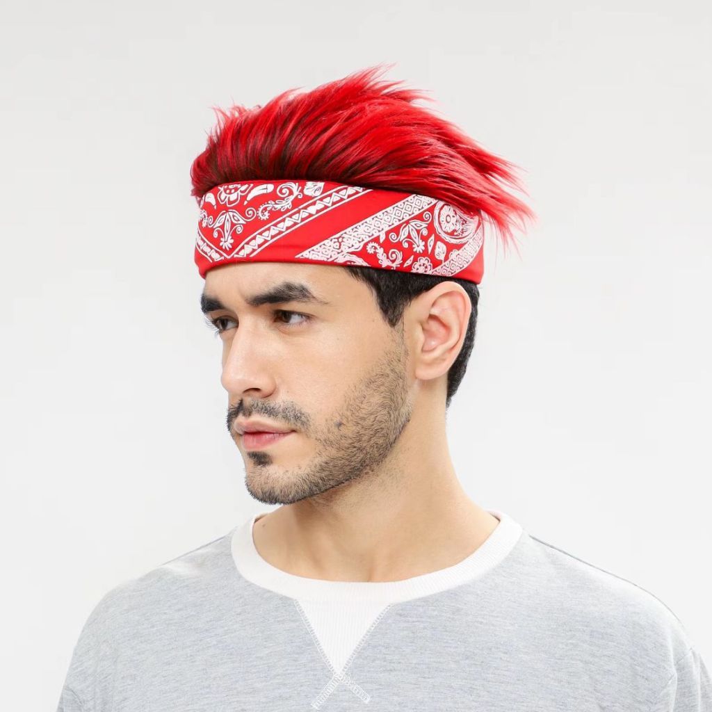 Topi rambut palsu pria elegan / ikat kepala rambut keren