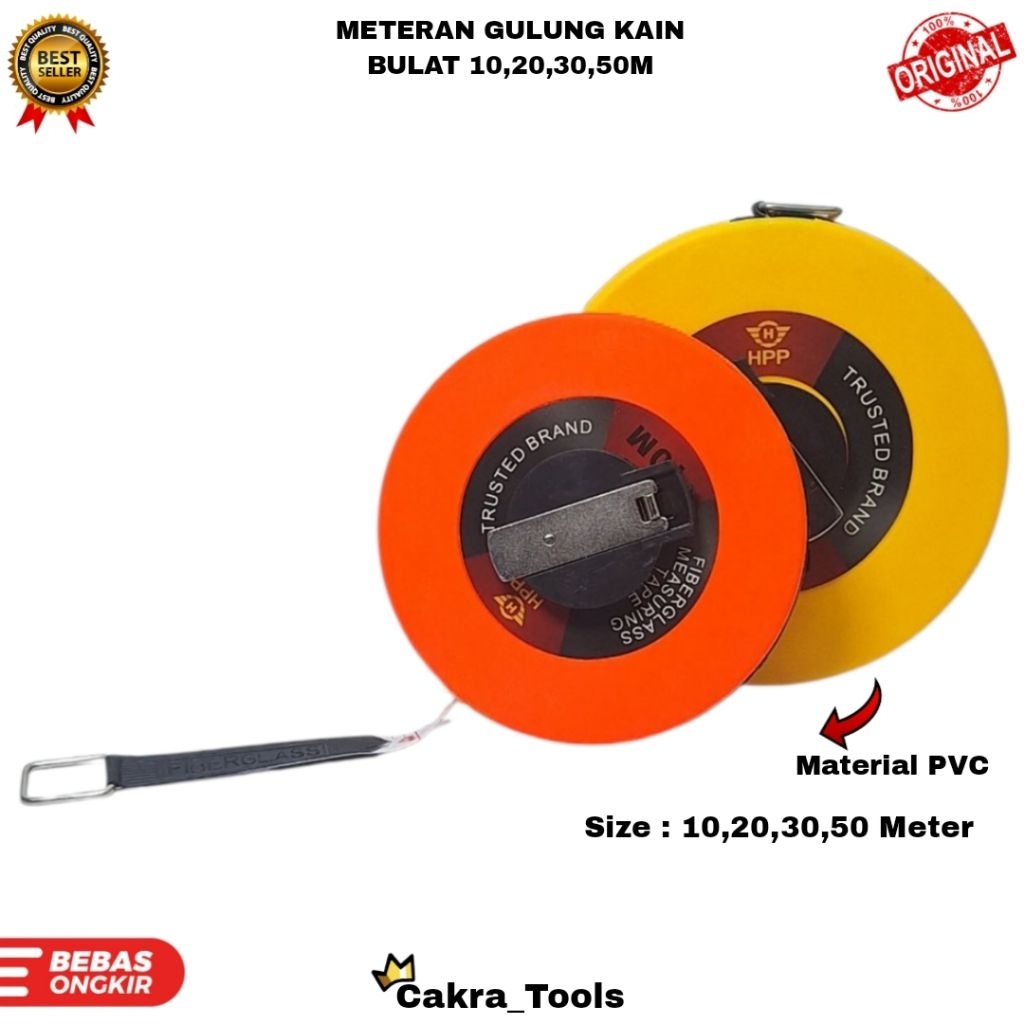 METERAN GULUNG KAIN BULAT PVC 10,20,30,50 METER / METERAN BULAT GULUNG KAIN