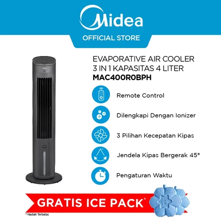 (KHUSUS GOJEK AREA SEMARANG) Midea 3-in-1 Evaporative Air Cooler - MAC400R0BPH / MAC-400R0-APW - Rem