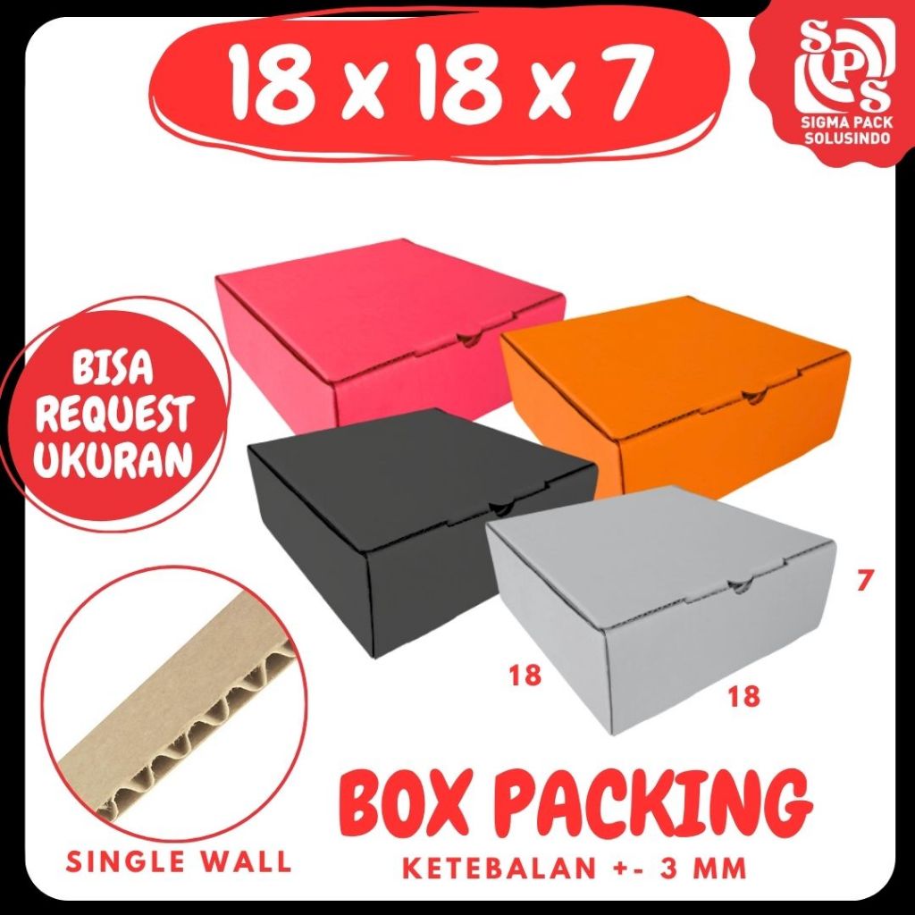 Karton Box 18x18x7 cm Kardus/Box/Karton/Polos/Hampers/Nasi/Kado/Baju/Kaos