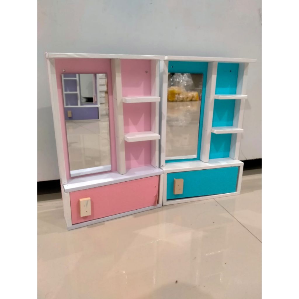 Cermin Rias Minimalis putihRak Kosmetik Gantung Meja rias/Rak Rias Gantung 38x24