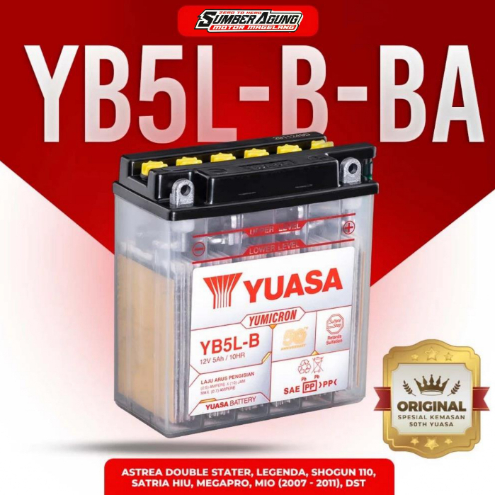 AKI ACCU BASAH YUASA MOTOR HONDA SUZUKI YAMAHA YB5L-B