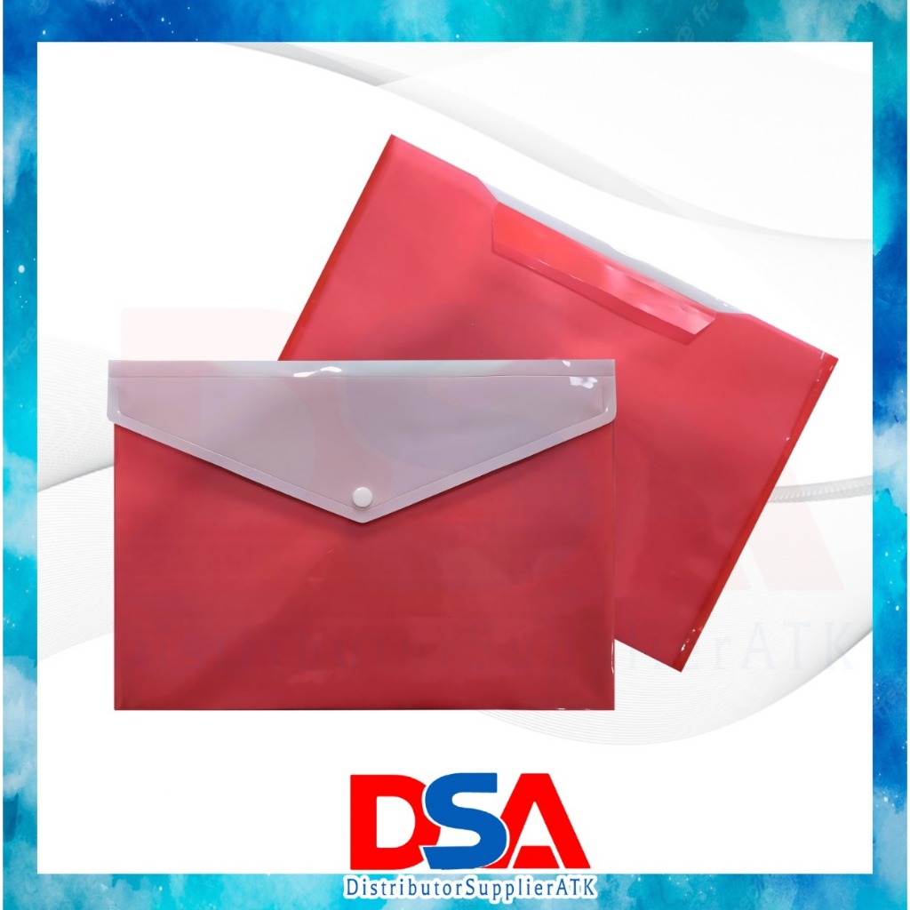 DSA-MAP KANCING DOUBLE LAYER F4 FOLIO TRANS COLOURS MAP PLASTIK BAHAN TEBAL