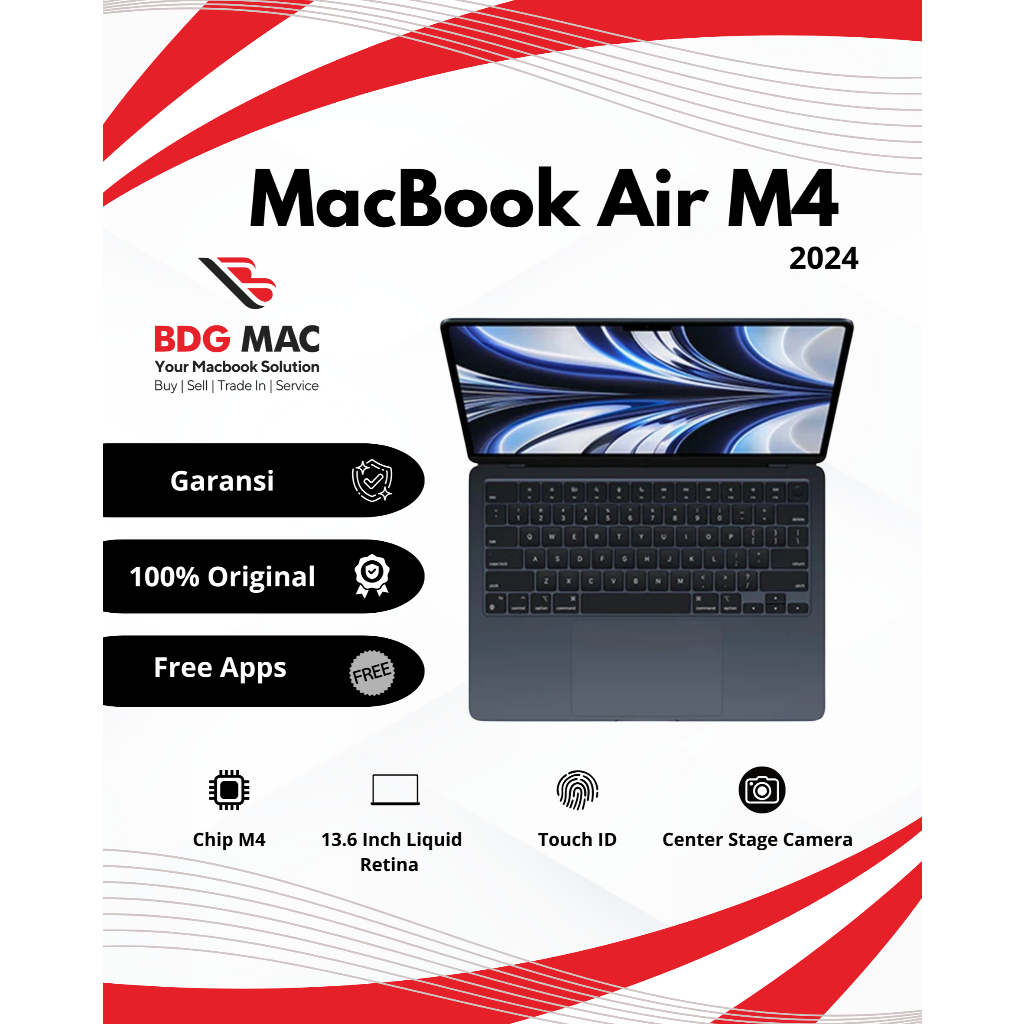 MacBook Air M4 2025 13 inch Ex Resmi Indonesia Ram 16GB SSD 256GB Fullset Second Original