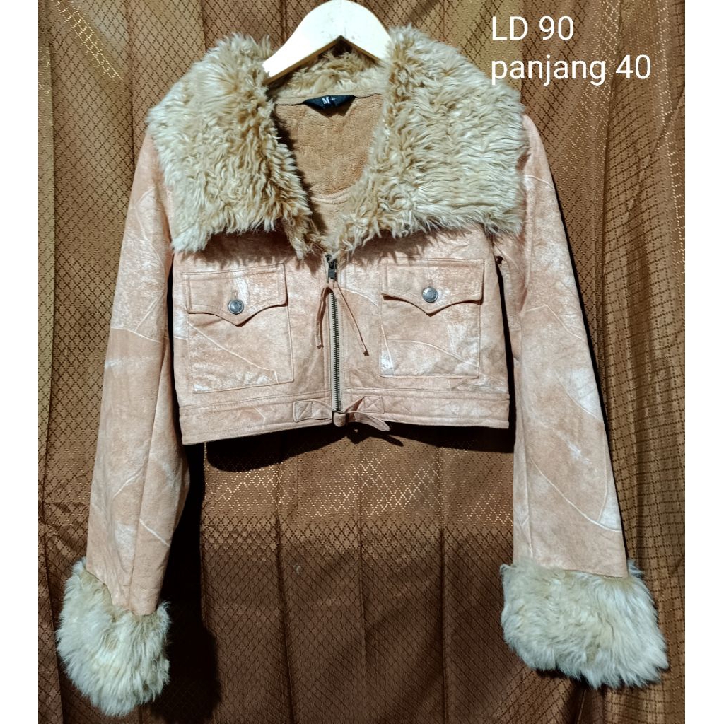 jaket vintage crop korean style jaket vintage kulit suede jaket suede coklat crop jaket winter crop 