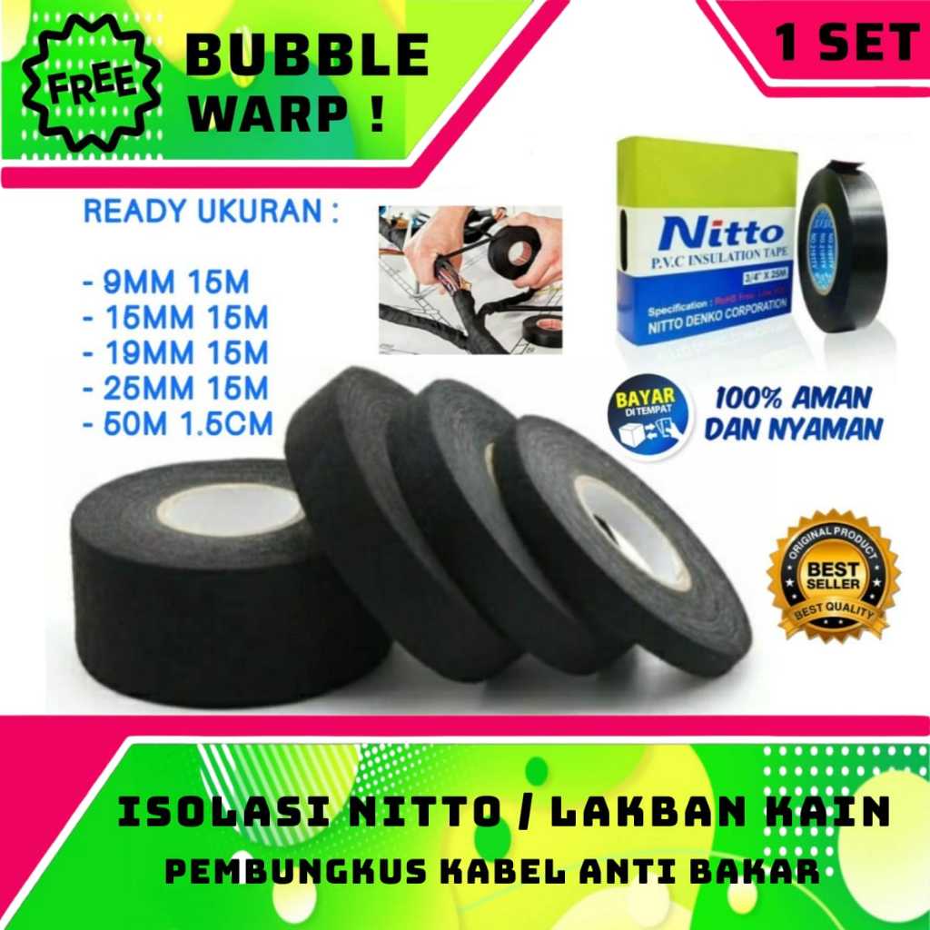 Lakban Kain Pembungkus Kabel Tape Heat resistant / lakban isolasi kabel listrik kain peredam panas d