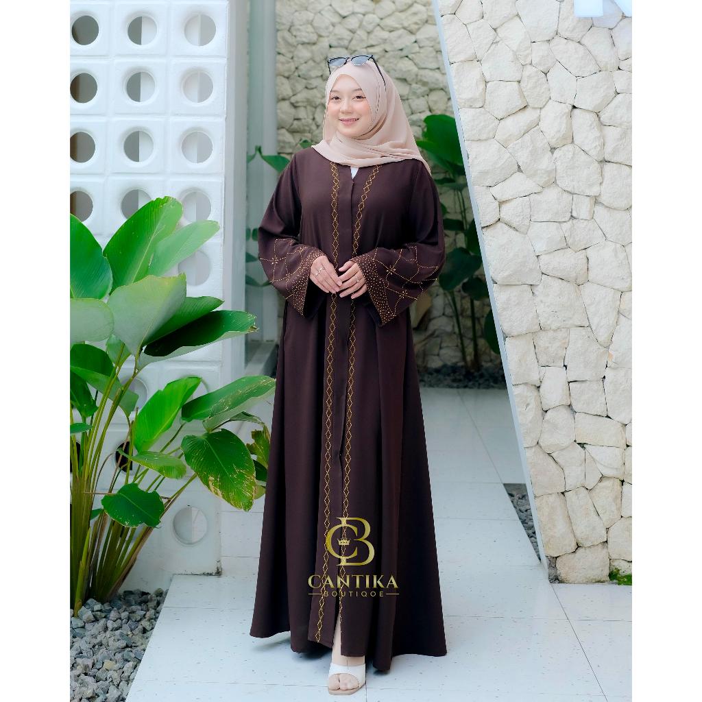 CANTIKA BOUTIQUE STORE Gamis ABAYA MARINA Outher Abaya Terbaru Mewah Dan Elegan Cantika Hitam Muslim