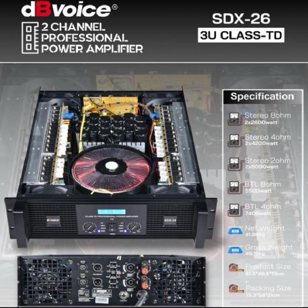 Power amplifier Professional dBvoice SDX-26 2channel 3U class TD