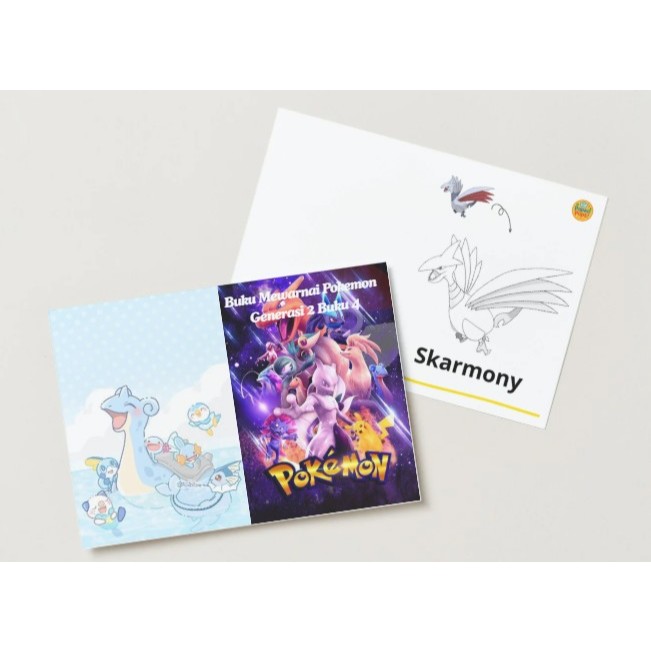 Buku dan Lembar Kerja Mewarnai anak-anak TERMURAH Tema Pokemon Generasi 2 Buku 4