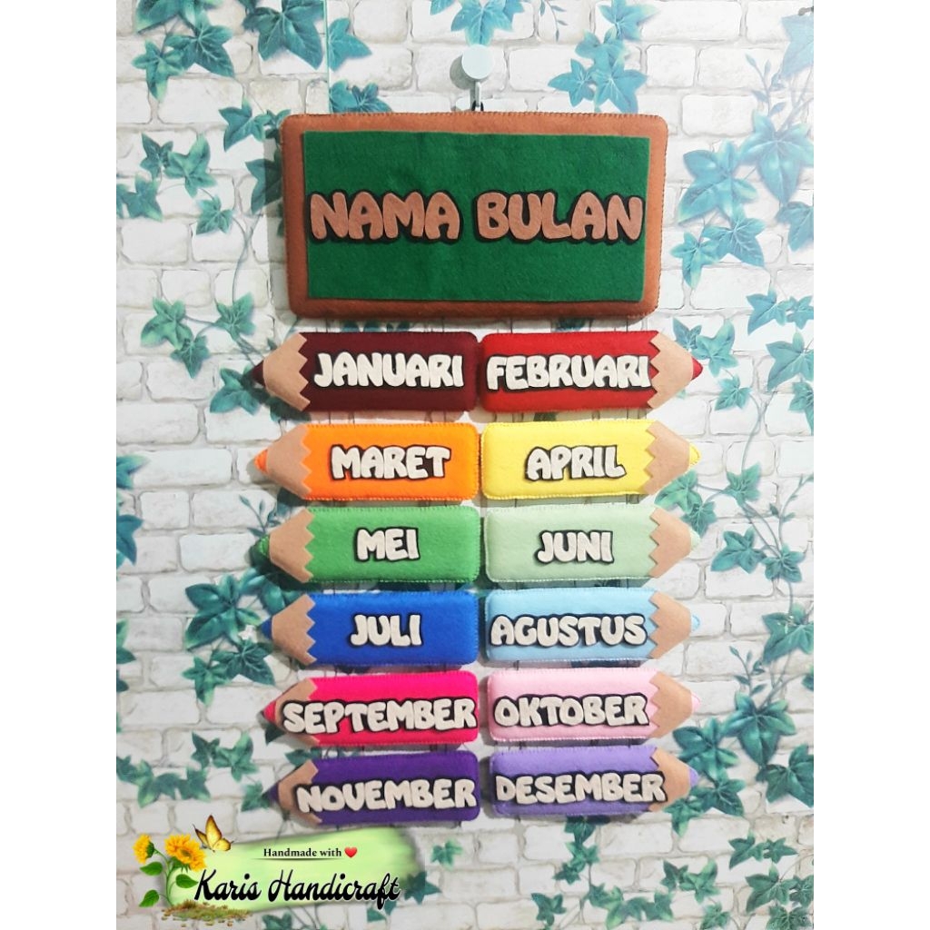 hiasan dinding nama bulan