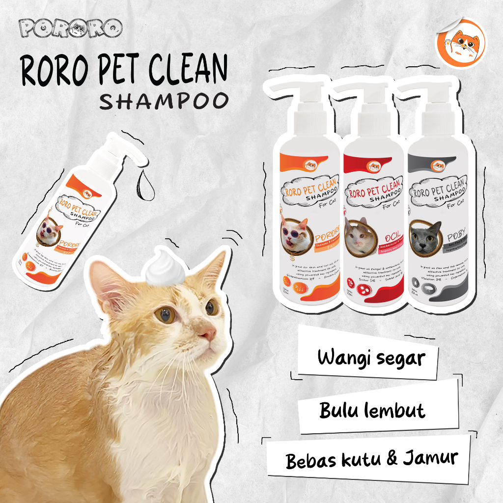 PORORO - Pet Clean Shampoo Kucing All Protection untuk Grooming Jamur Kutu Scabies Parasit dan Radan
