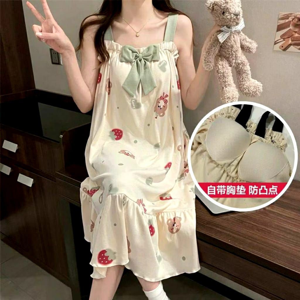 Daster cup bra sisi  dress baju tidur seksi kekinian Korea