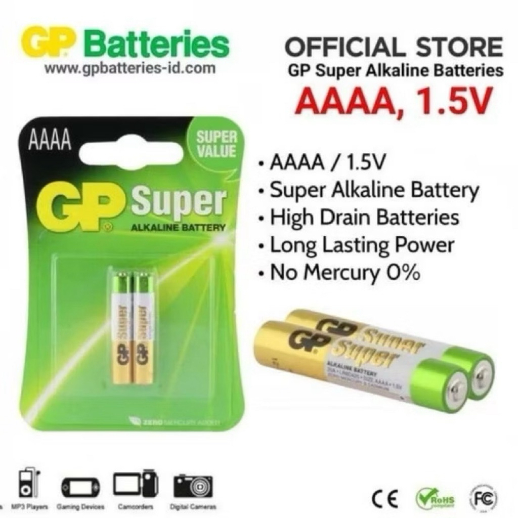 Baterai GP AAAA 1.5V Battery GP AAAA E96 Batre GP AAAA Isi 2 pcs  Batre GP AAAA Untuk Pen Stylus