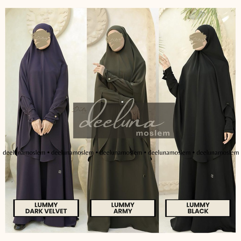 Ditsy Moslem - Lummy Black Army Dark Velvet - Lilura dan Khimar Haala - Shaneeya Mina Black - Lyara 