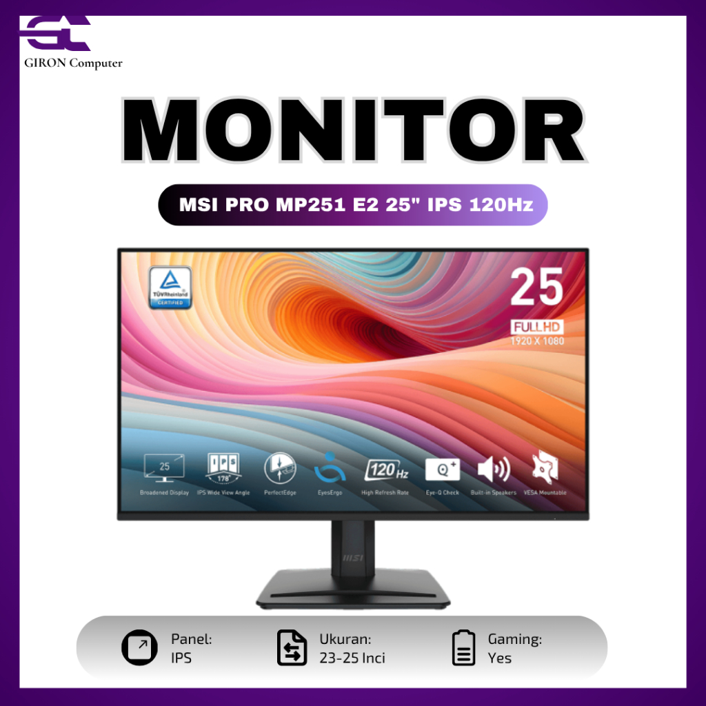 LED Monitor MSI PRO MP251 E2 25" IPS 120Hz