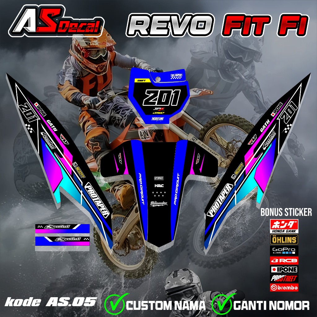 (COD) Terbaru DECAL RBT REVO FIT FI NEW FULL BODY RBT BEBEK MODIF SUPERMOTO YZ CRF KLX KX KTM RBT ne