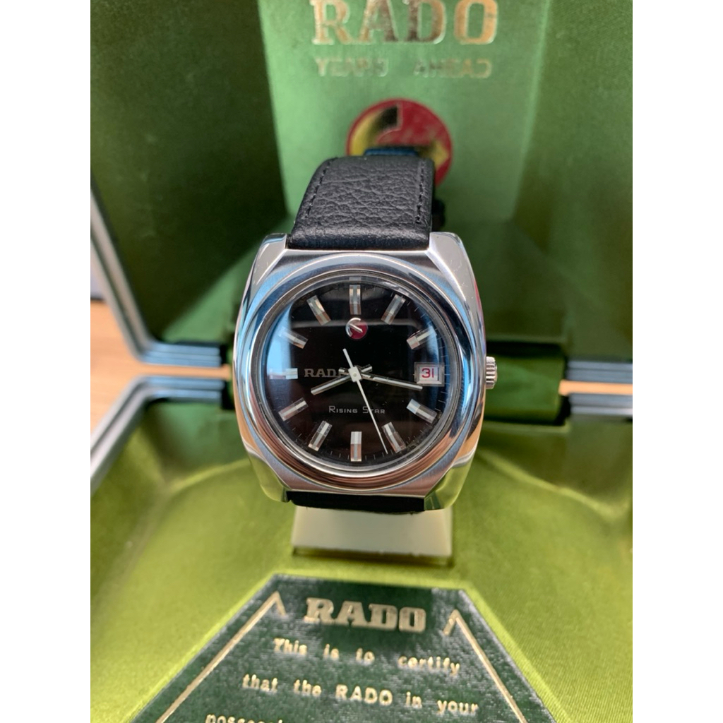 Rado Rising Star Automatic Swiss Made black dial - baton index kondisi istimewa dengan box asli , Ja