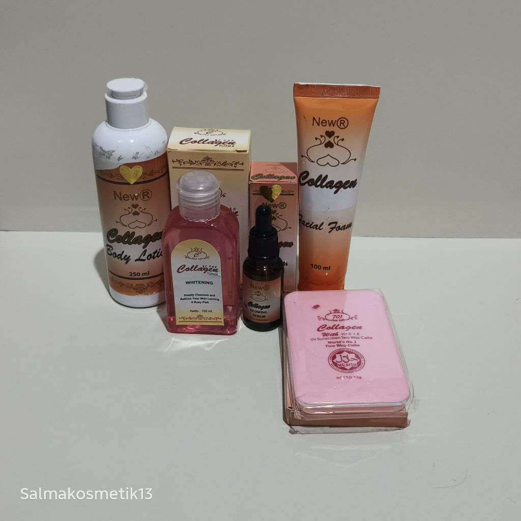 Paket Collagen 5In1 Original // serum glowing, toner, lotion, bedak twc, facial foam