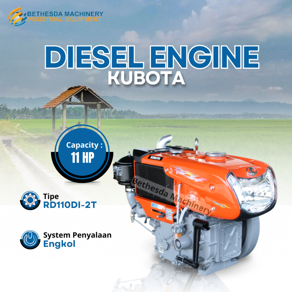 Mesin Penggerak Solar 11 PK Radiator Lampu 11 HP - RD 110 DI-2 T Kubota Diesel