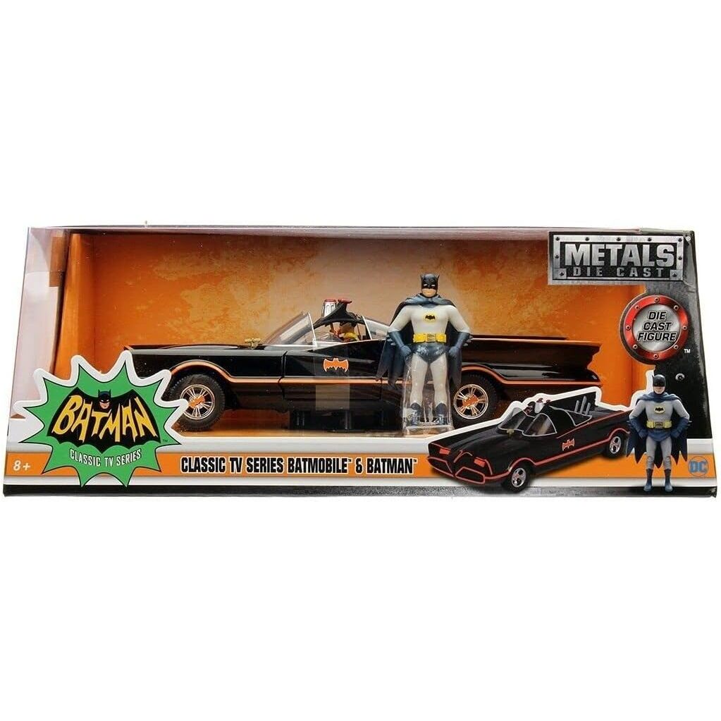 Jada 1966 Classic TV Series Batmobile 1:24 Die-Cast Car with 2.75" Batman and Robin Figures, Toys fo
