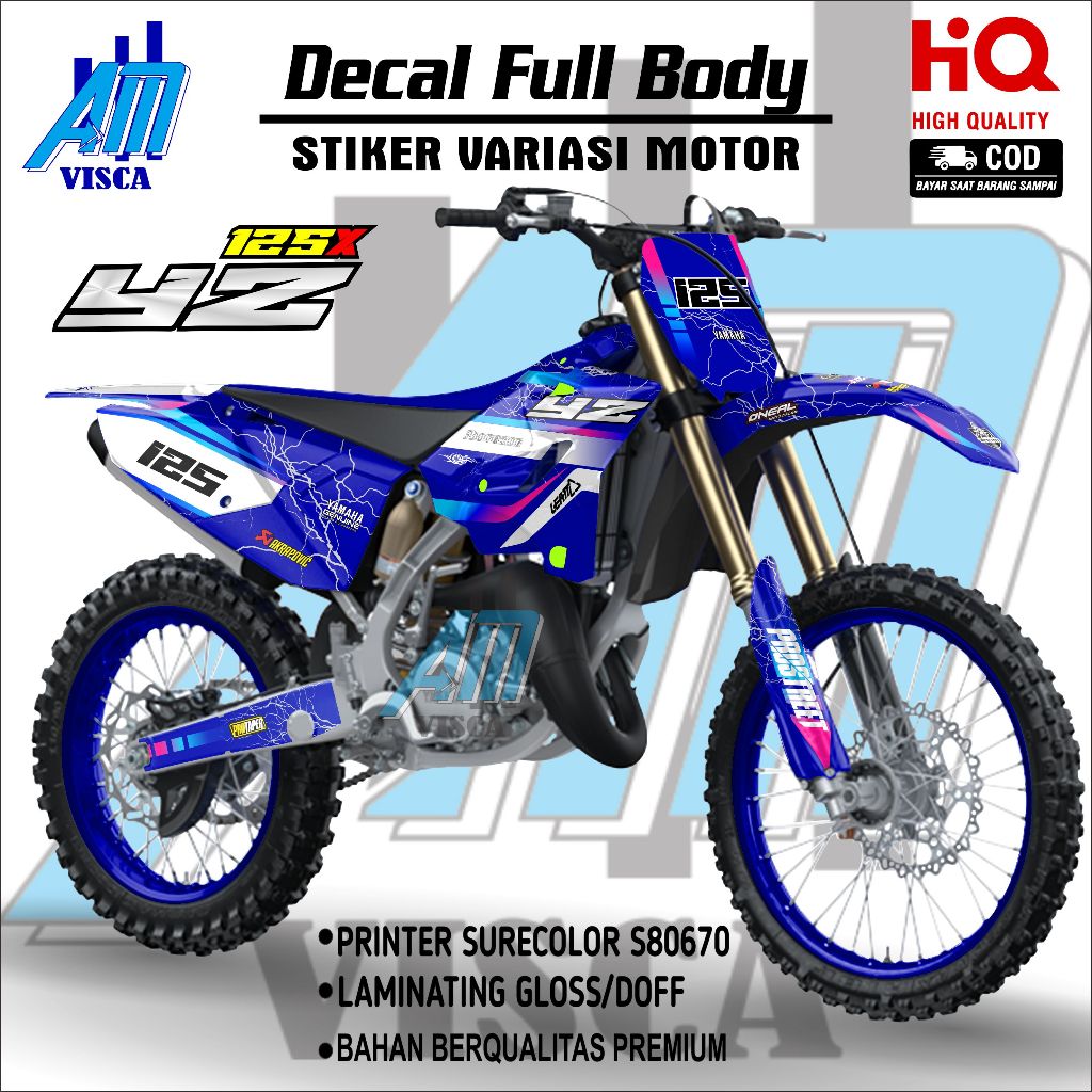 Decal YZ 125X Full Body Stiker Motor Yamaha YZ 125X 2022 Variasi Motif Simple
