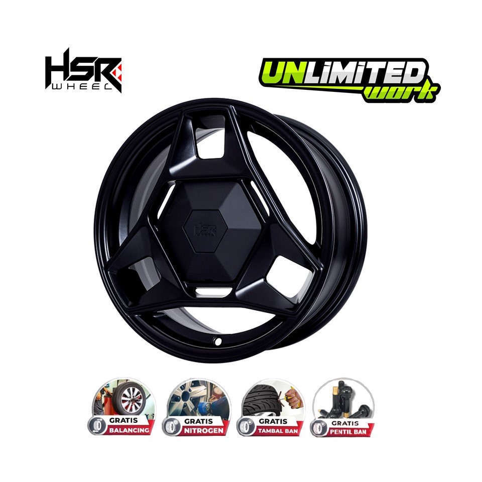 VELG HSR TIPE TELU RING 14 LEBAR 6 INCH WARNA HITAM DOFF